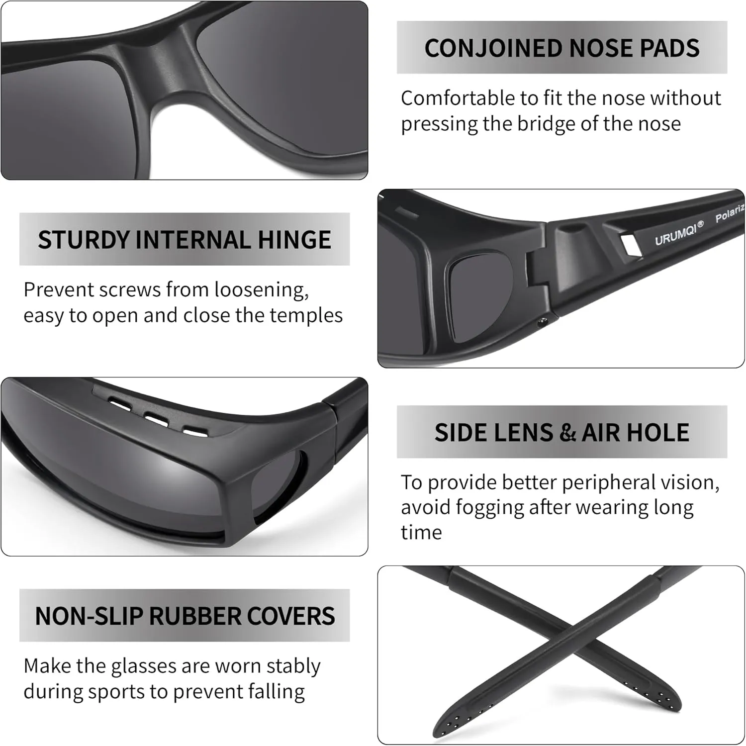 URUMQI Polarized Sunglasses Fit Over Glasses for Men Women, Wrap-around Driving Sunglasses 100% UV Protection