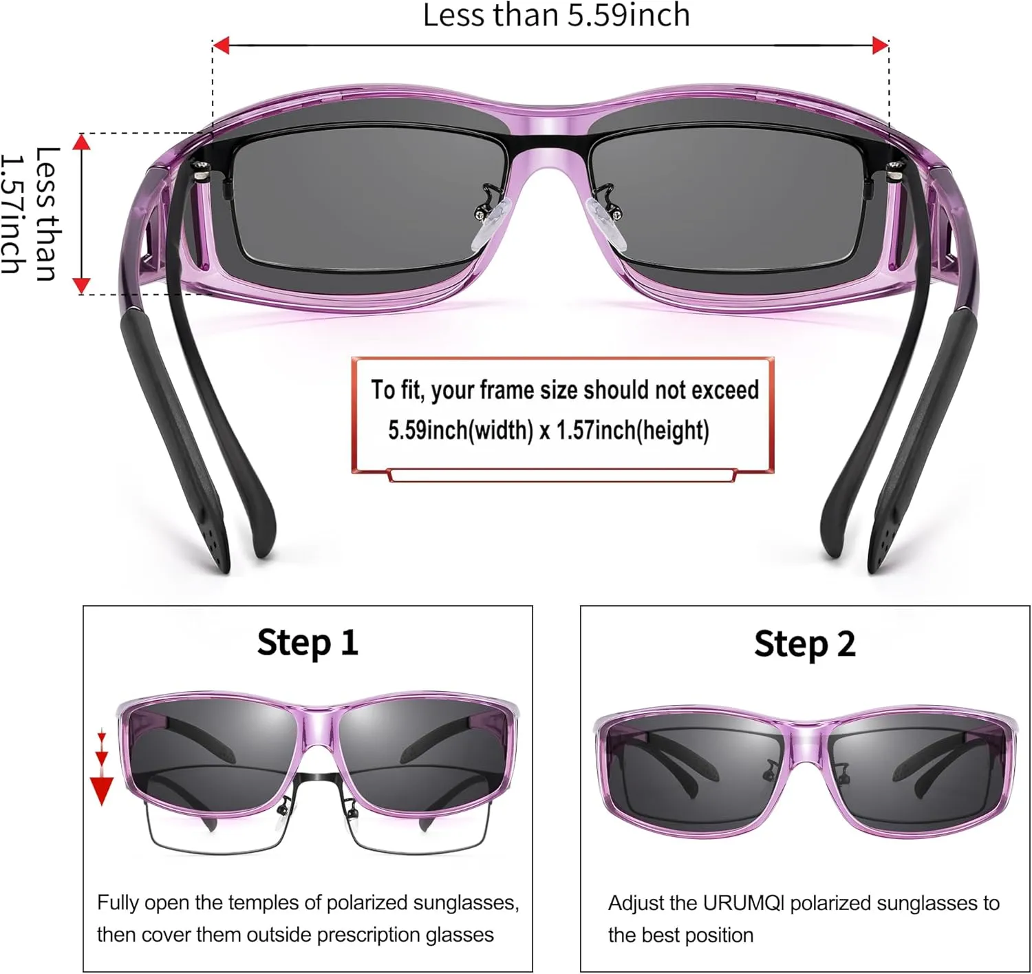 URUMQI Polarized Sunglasses Fit Over Glasses for Men Women, Wrap-around Driving Sunglasses 100% UV Protection