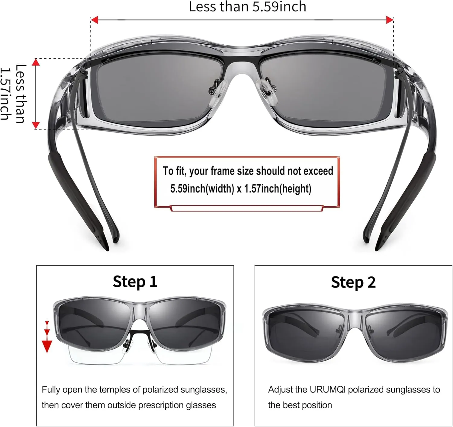 URUMQI Polarized Sunglasses Fit Over Glasses for Men Women, Wrap-around Driving Sunglasses 100% UV Protection