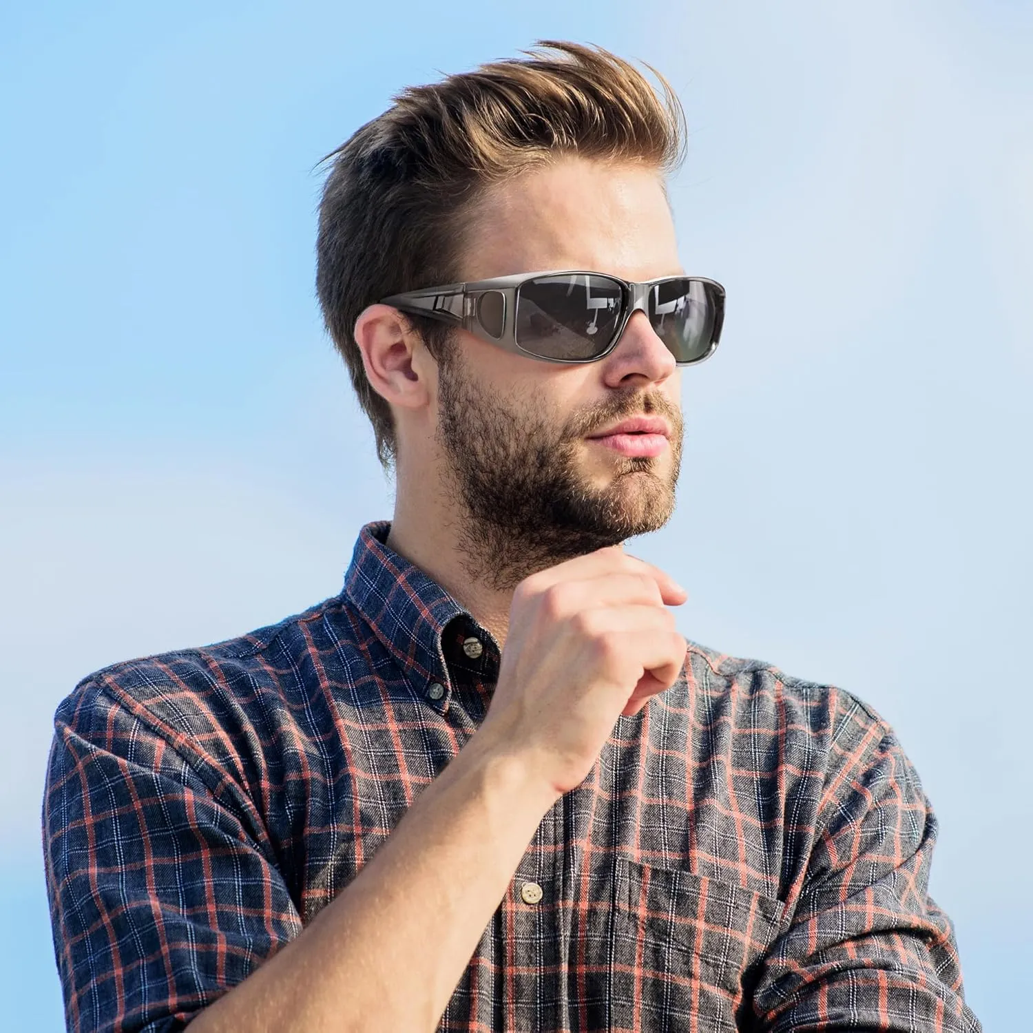 URUMQI Polarized Sunglasses Fit Over Glasses for Men Women, Wrap-around Driving Sunglasses 100% UV Protection
