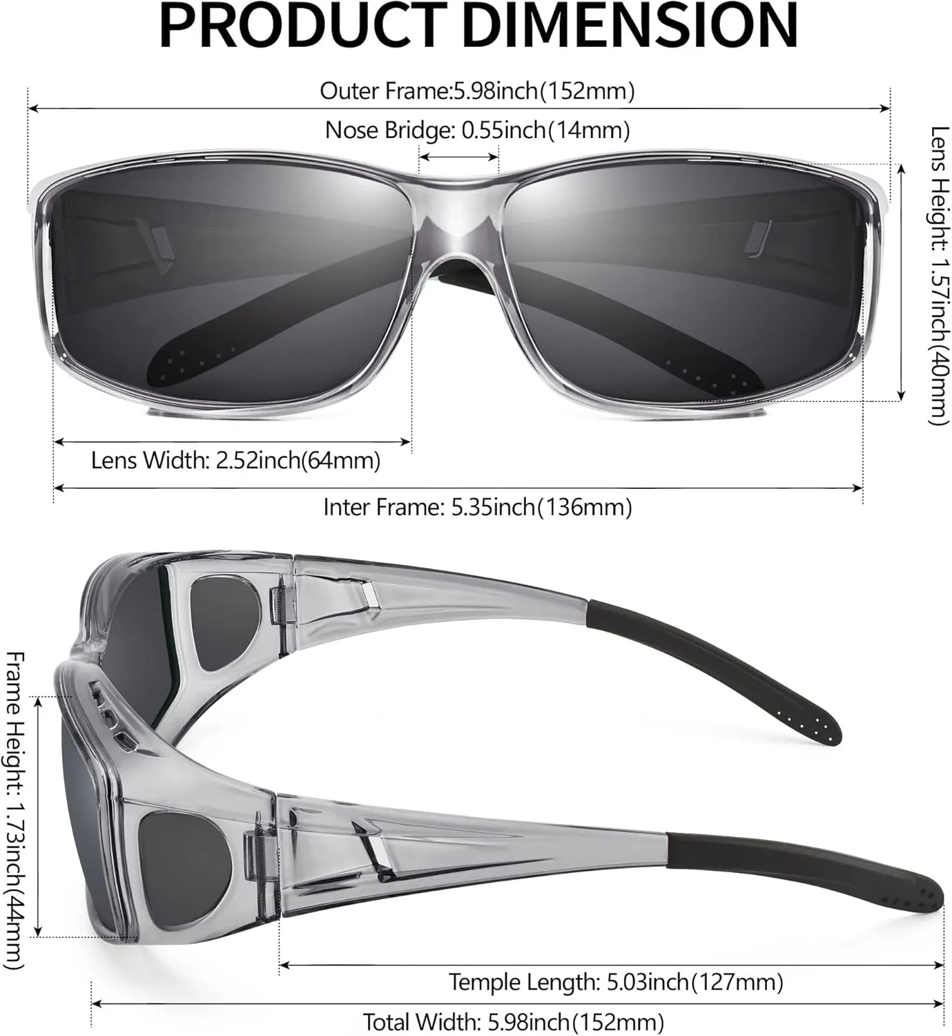 URUMQI Polarized Sunglasses Fit Over Glasses for Men Women, Wrap-around Driving Sunglasses 100% UV Protection