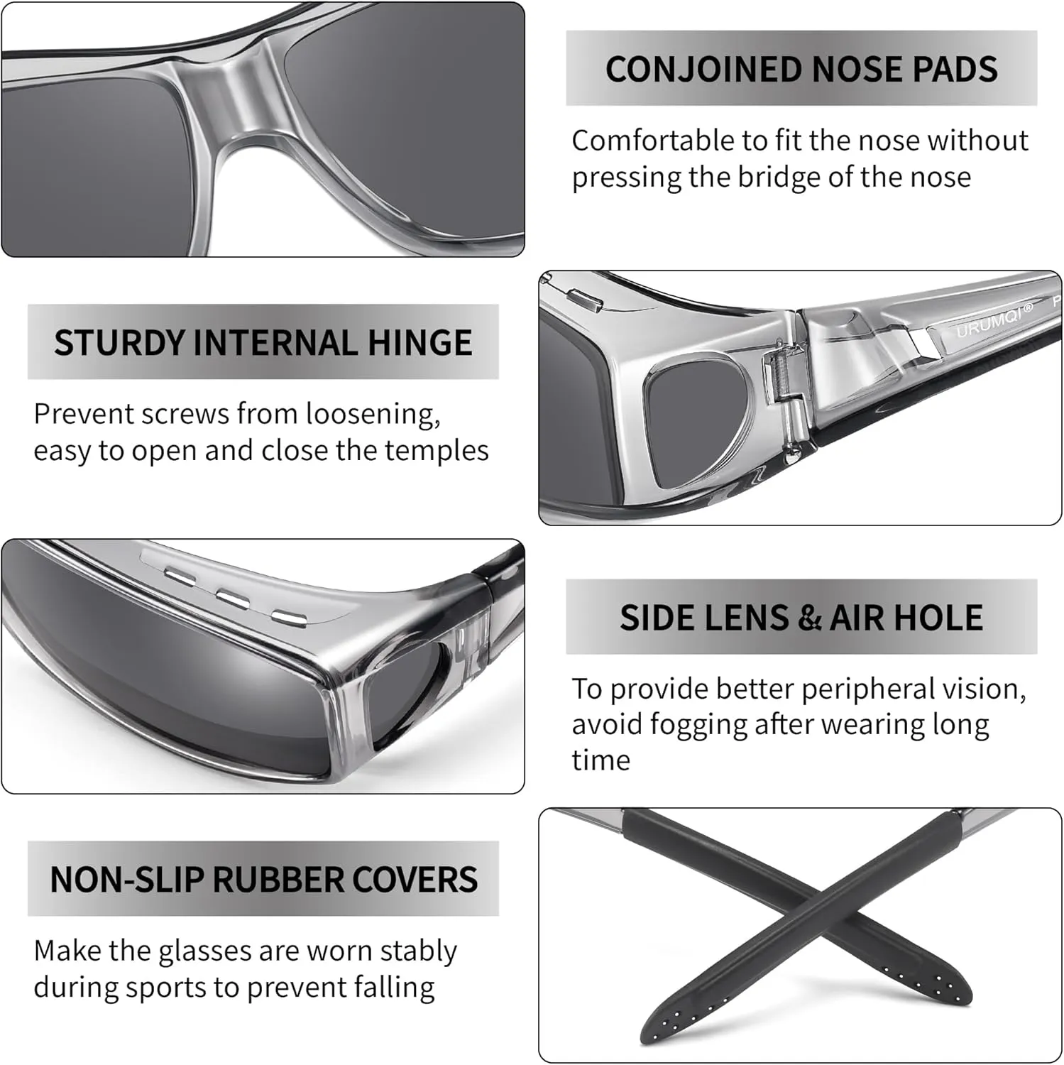 URUMQI Polarized Sunglasses Fit Over Glasses for Men Women, Wrap-around Driving Sunglasses 100% UV Protection