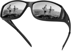 URUMQI Polarized Sunglasses Fit Over Glasses for Men Women, Wrap-around Driving Sunglasses 100% UV Protection
