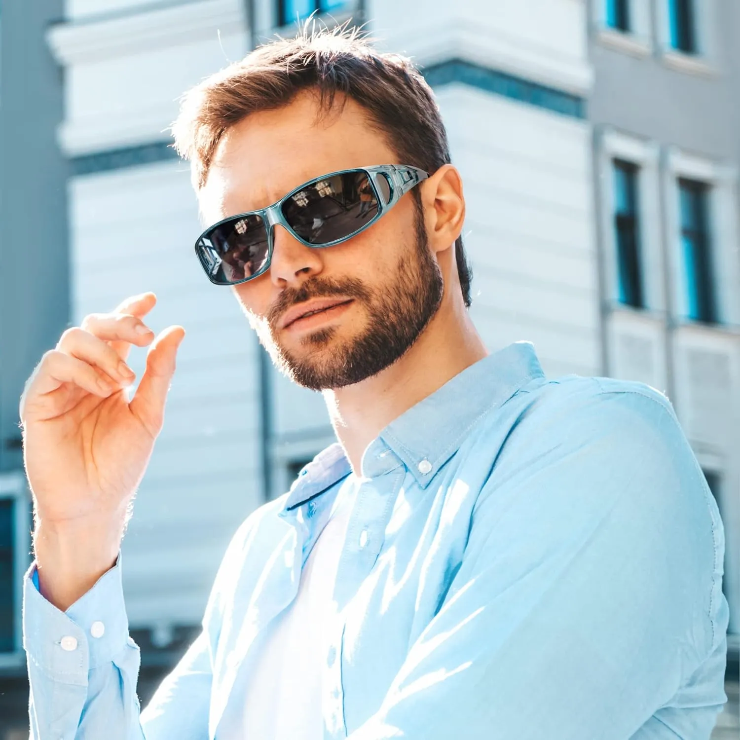 URUMQI Polarized Sunglasses Fit Over Glasses for Men Women, Wrap-around Driving Sunglasses 100% UV Protection