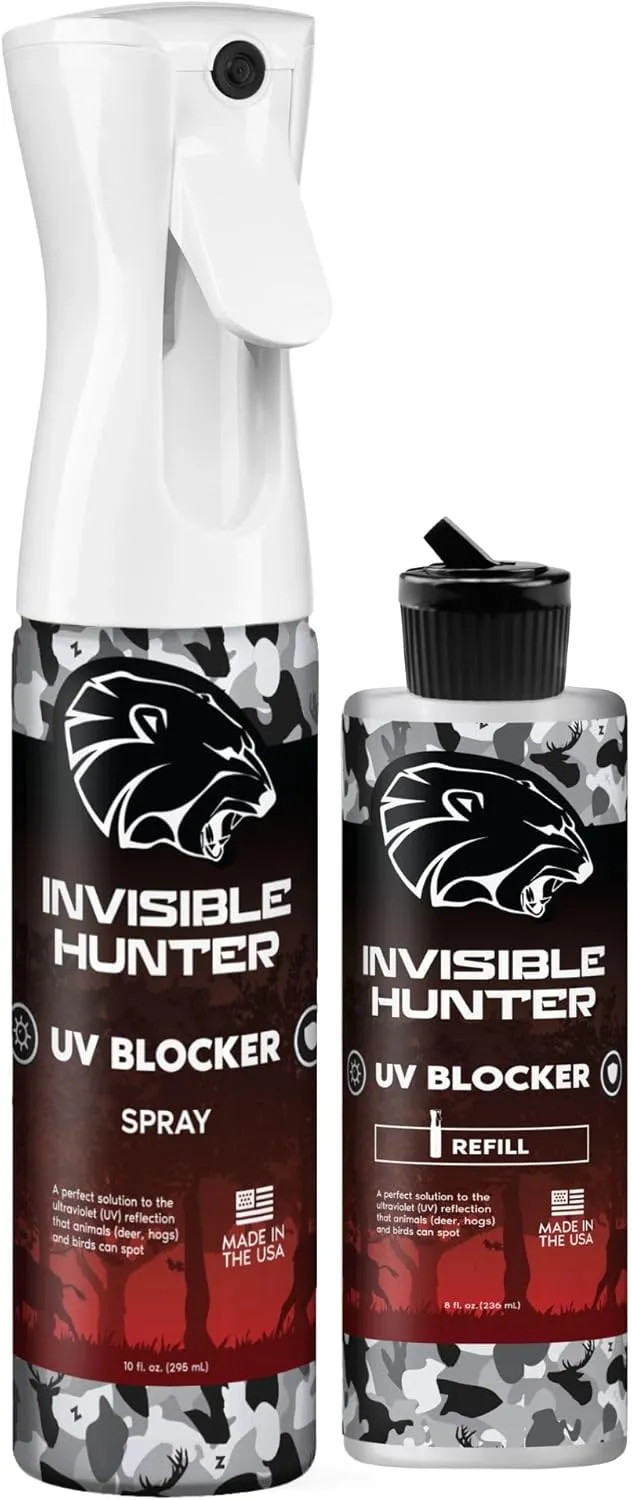 UV Blocker Spray   Refill Bundle; Continuous, Non-Aerosol Spray with Refill; Blocks and Absorbs The UV Light That Deer, Hogs and Birds See