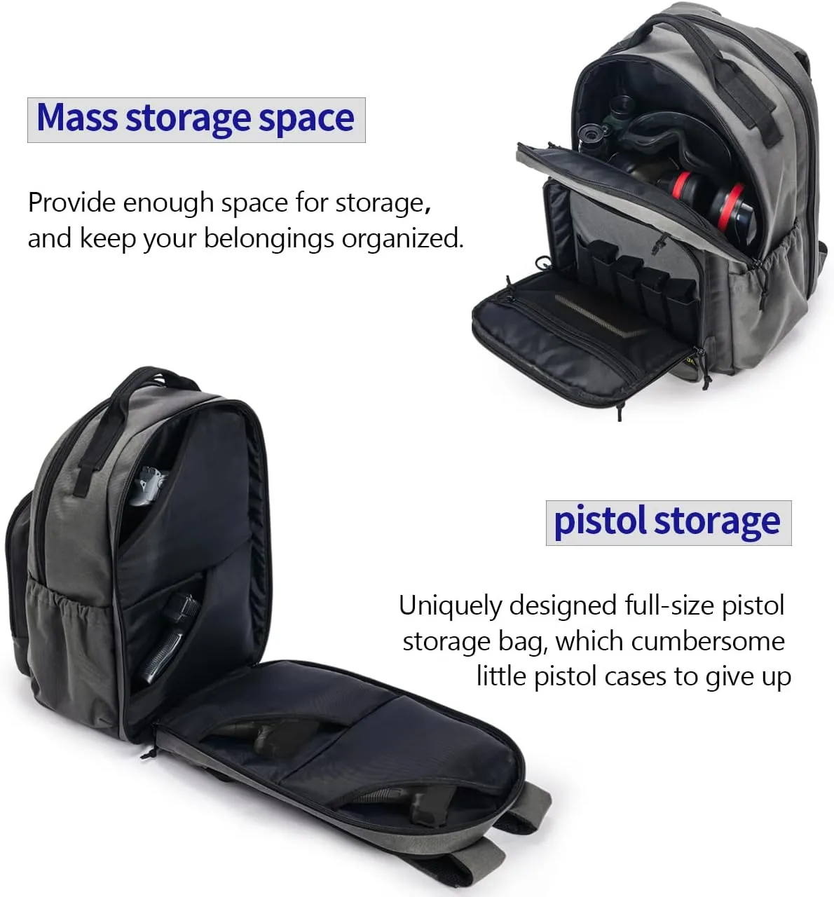 VEAGIA Range Backpack Pistol Range Bag For Handguns And Ammo Gun Cases Pistol Bags With Lockable Explosion-Proof Zippers