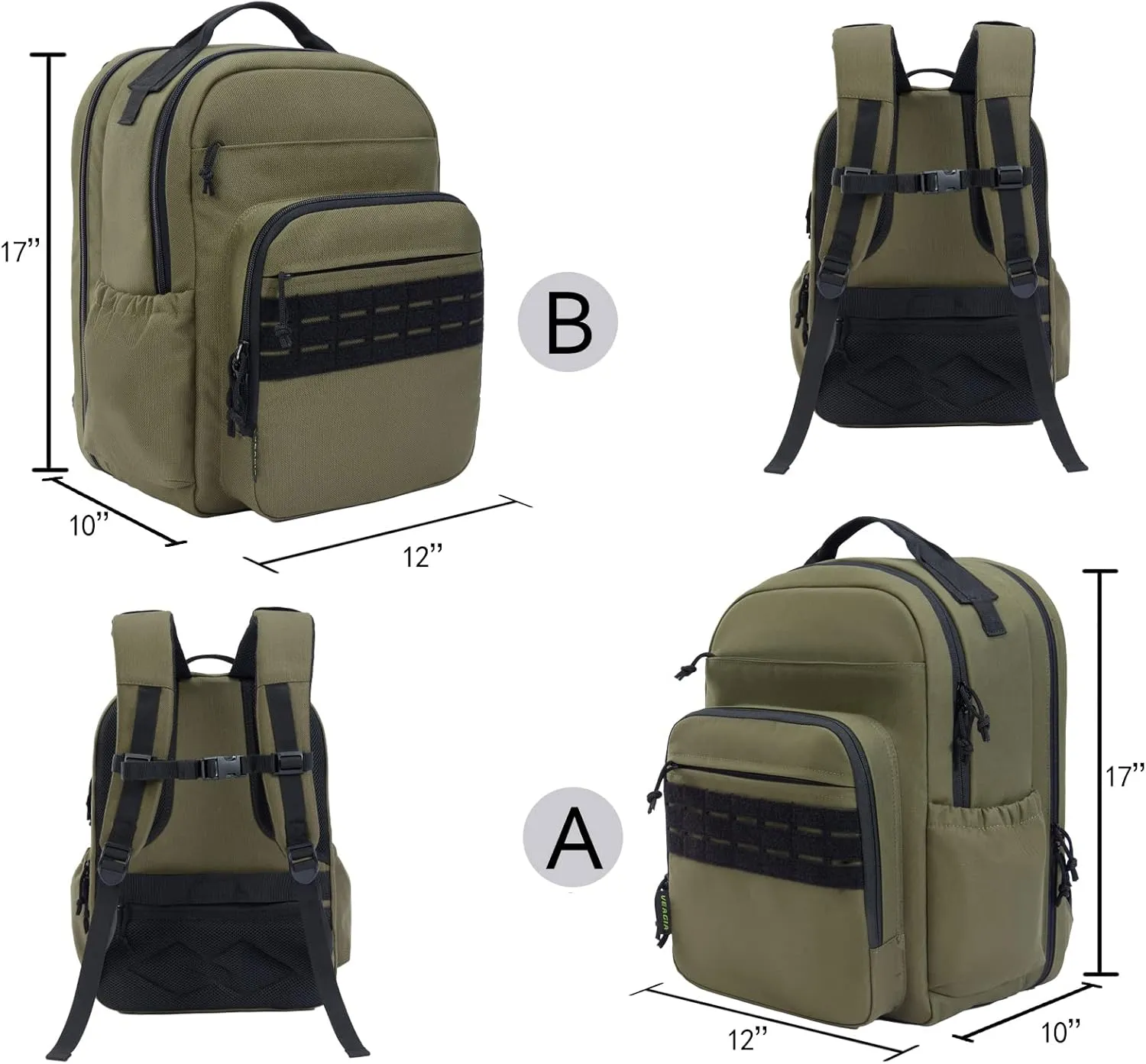 VEAGIA Range Backpack Pistol Range Bag For Handguns And Ammo Gun Cases Pistol Bags With Lockable Explosion-Proof Zippers