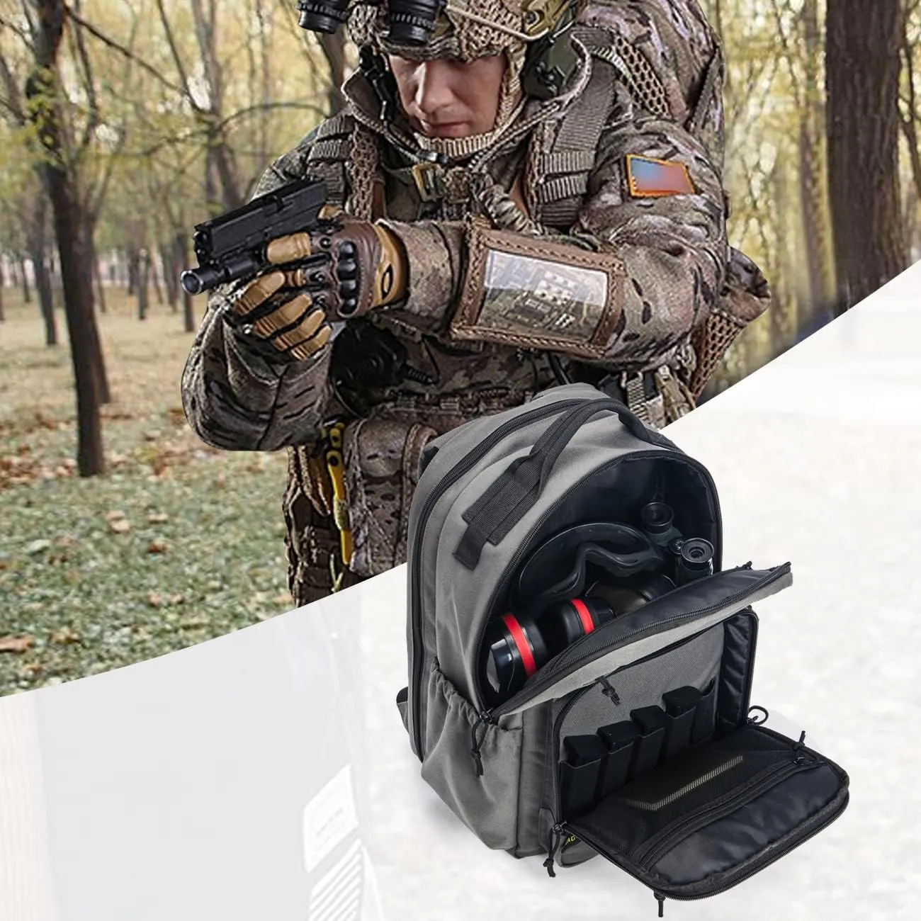 VEAGIA Range Backpack Pistol Range Bag For Handguns And Ammo Gun Cases Pistol Bags With Lockable Explosion-Proof Zippers