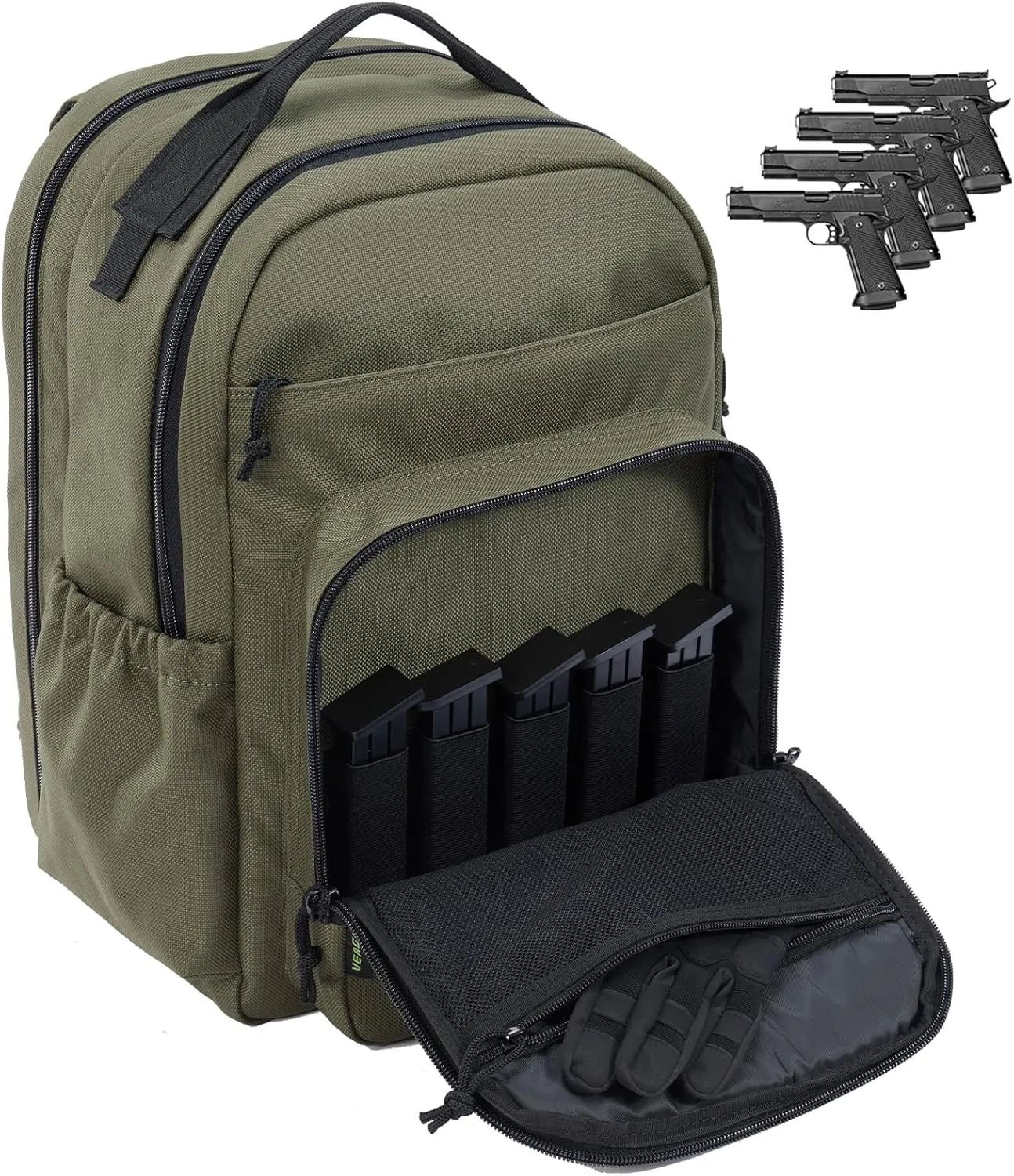 VEAGIA Range Backpack Pistol Range Bag For Handguns And Ammo Gun Cases Pistol Bags With Lockable Explosion-Proof Zippers