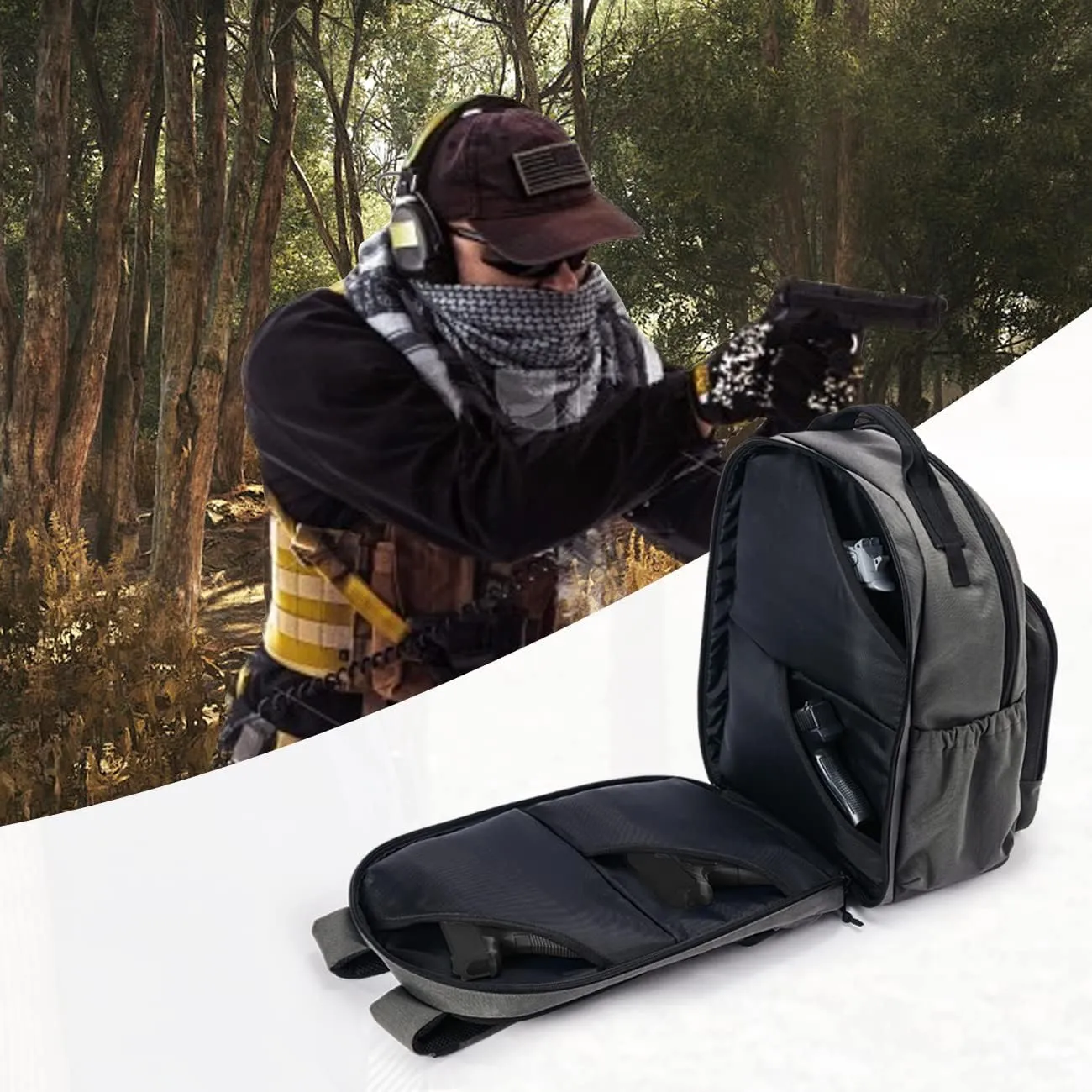 VEAGIA Range Backpack Pistol Range Bag For Handguns And Ammo Gun Cases Pistol Bags With Lockable Explosion-Proof Zippers