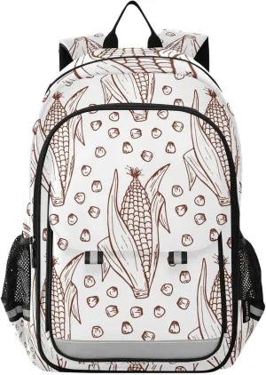 Vegetable Corn Pattern Backpack Boys Girls Elementary School Bags Bookbags Laptop Backpack Travel Daypack Safe Reflective Stripes