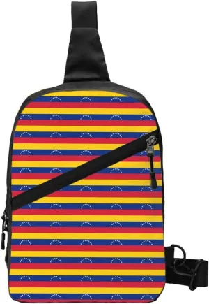 Venezuelan Venezuela Flag Stripe Crossbody Bag Portable Sling Bags Foldable Chest Daypack Reusable Sports Shoulder Backpack Diagonally Casual Rucksack Travel Bag