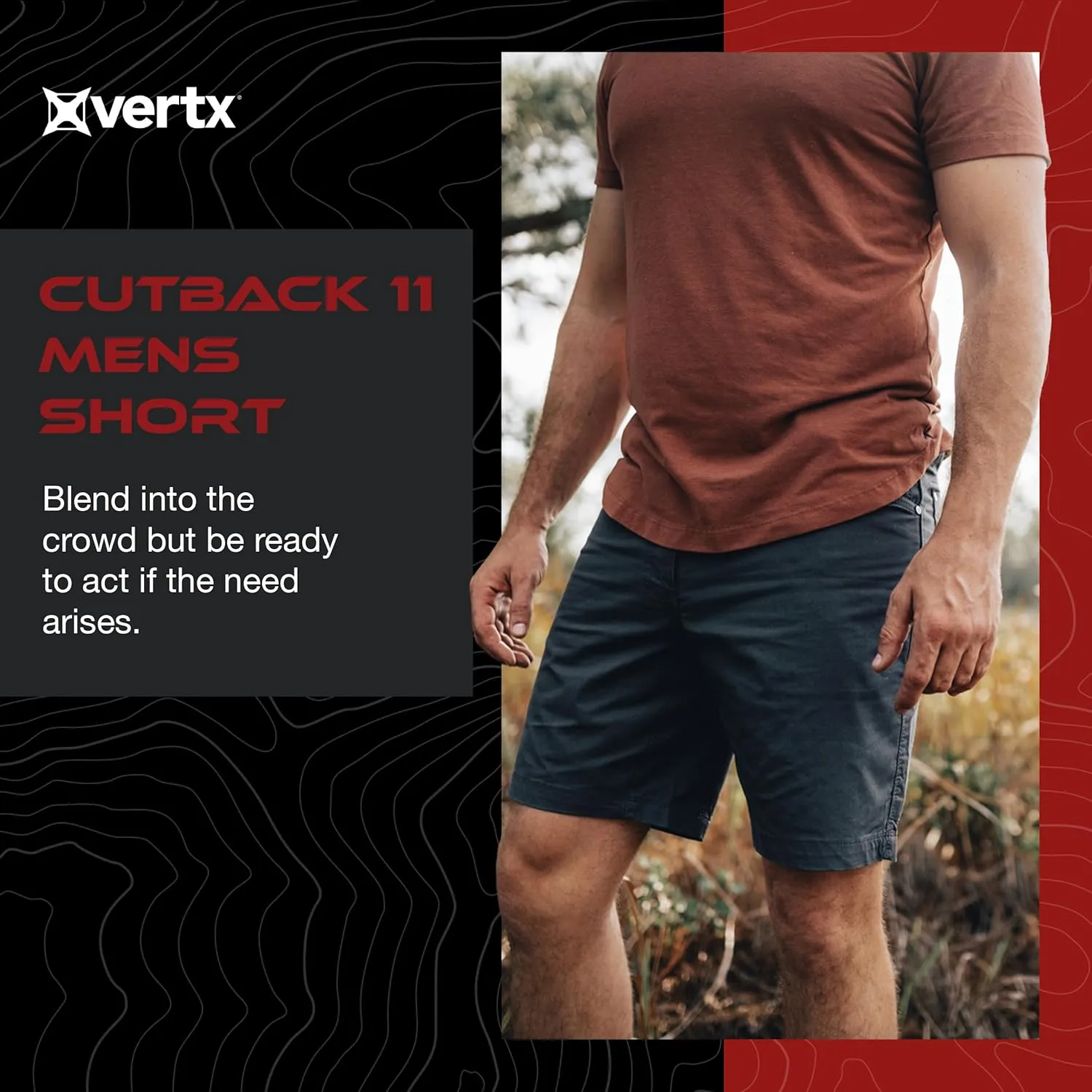 Vertx Cutback Mens Tactical Cargo Shorts 11 inches, Outdoor Short with 8 Pockets for EDC Survival Gear Concealed Carry