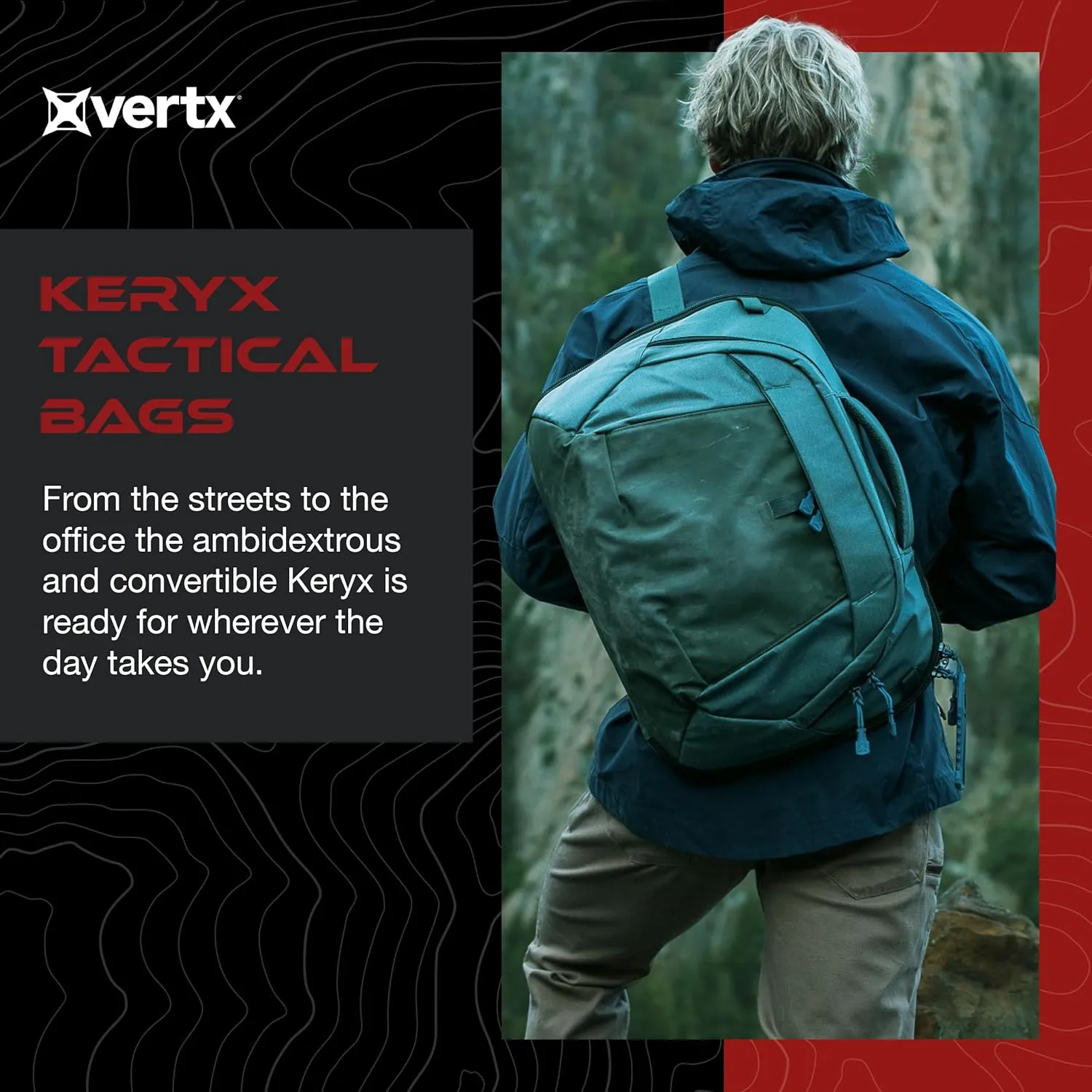 Vertx Keryx Tactical Sling Bag Crossbody 20L Bag for Travel, Work, Conceal Carry (CCW), Tactical Gear, Smoke Grey