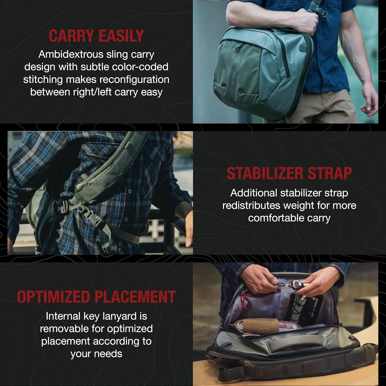Vertx Keryx Tactical Sling Bag Crossbody 20L Bag for Travel, Work, Conceal Carry (CCW), Tactical Gear, Smoke Grey