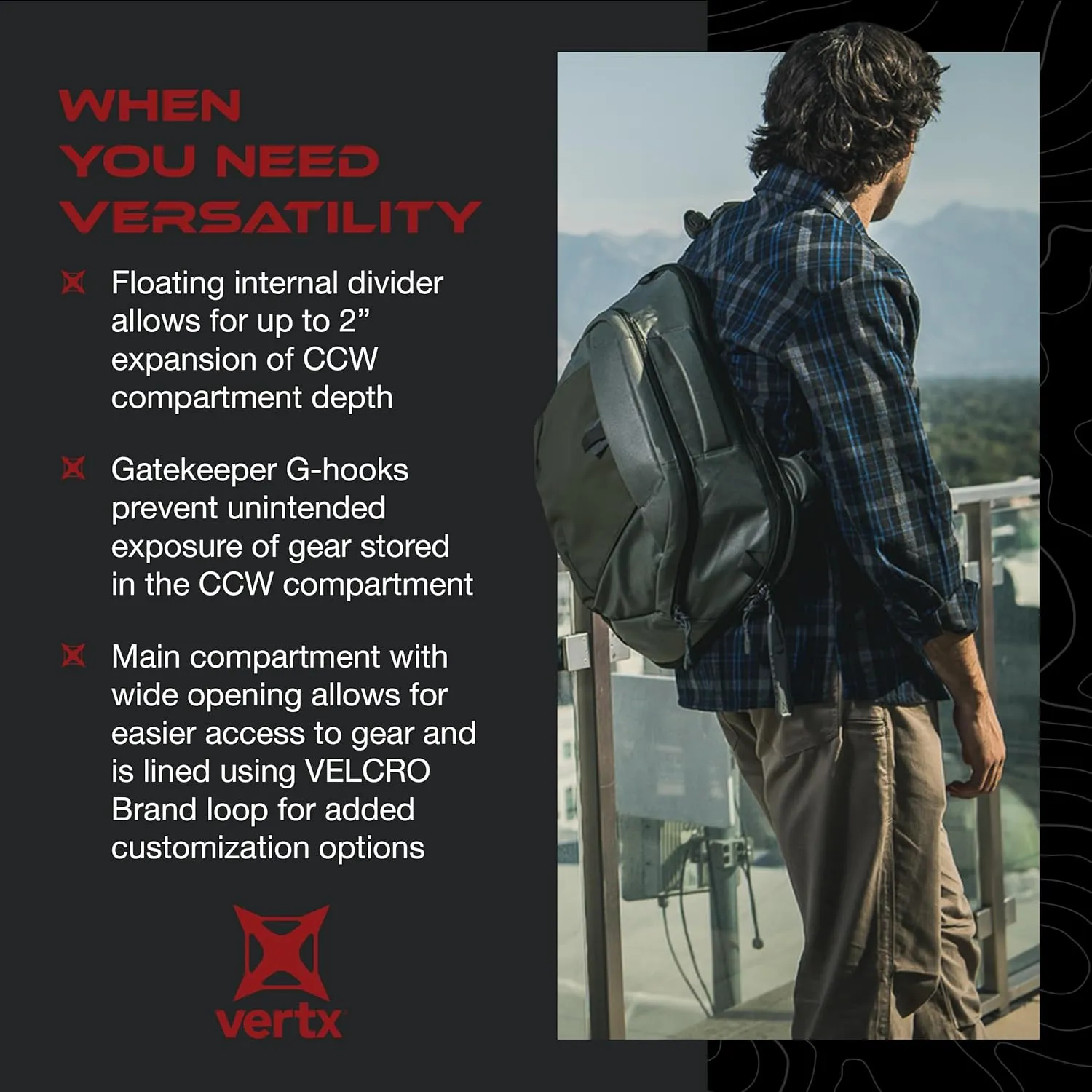 Vertx Keryx Tactical Sling Bag Crossbody 20L Bag for Travel, Work, Conceal Carry (CCW), Tactical Gear, Smoke Grey