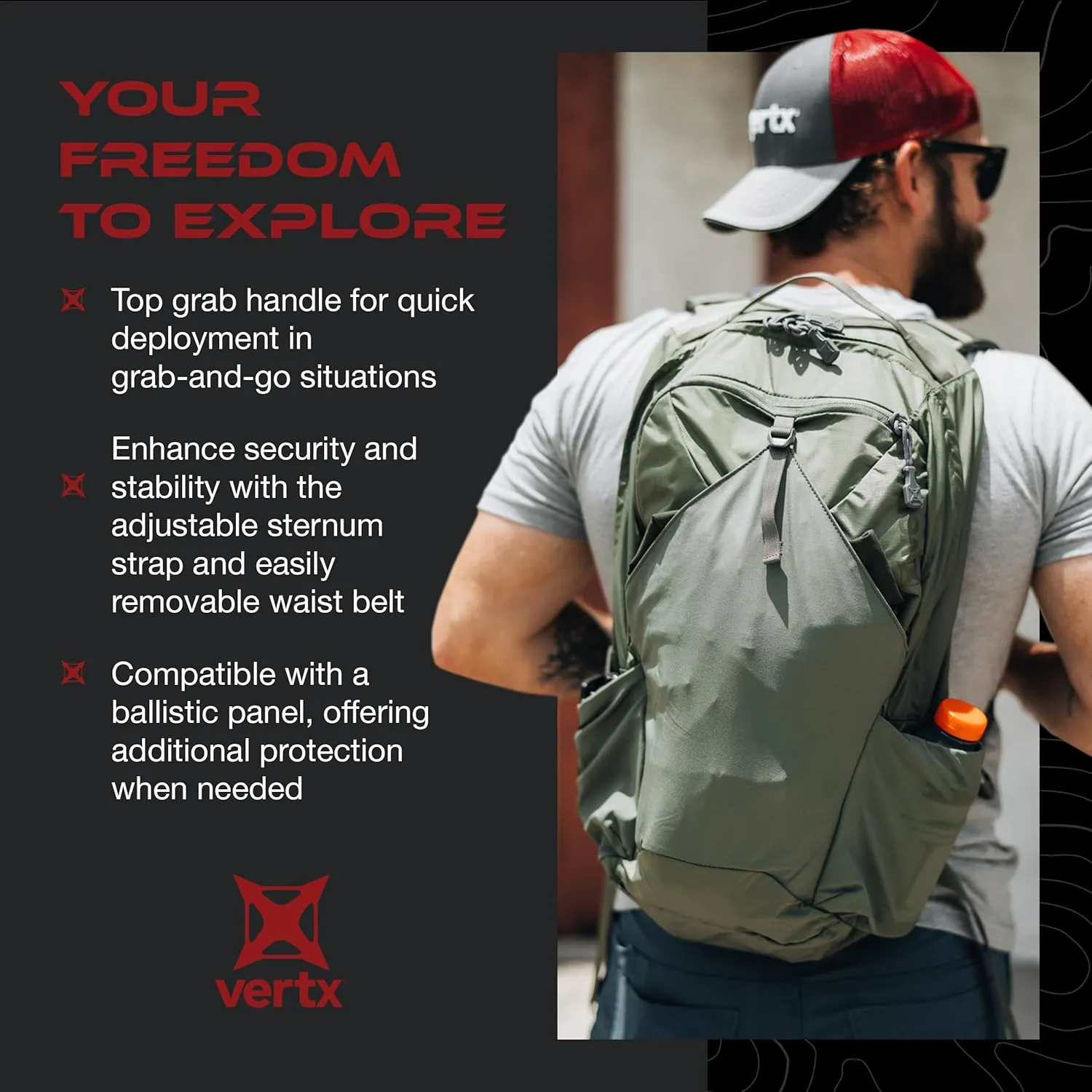Vertx Long Walks Pack 28L Tactical Backpack Concealed Carry EDC Gear Bag for CCW, Travel, Work, Hiking, Outdoors, It's Black