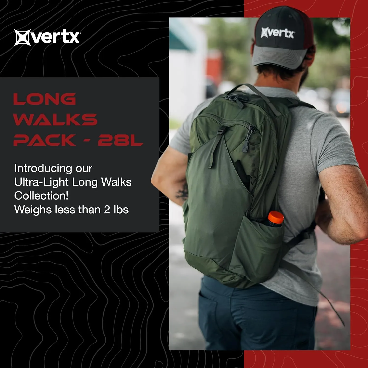 Vertx Long Walks Pack 28L Tactical Backpack Concealed Carry EDC Gear Bag for CCW, Travel, Work, Hiking, Outdoors, It's Black