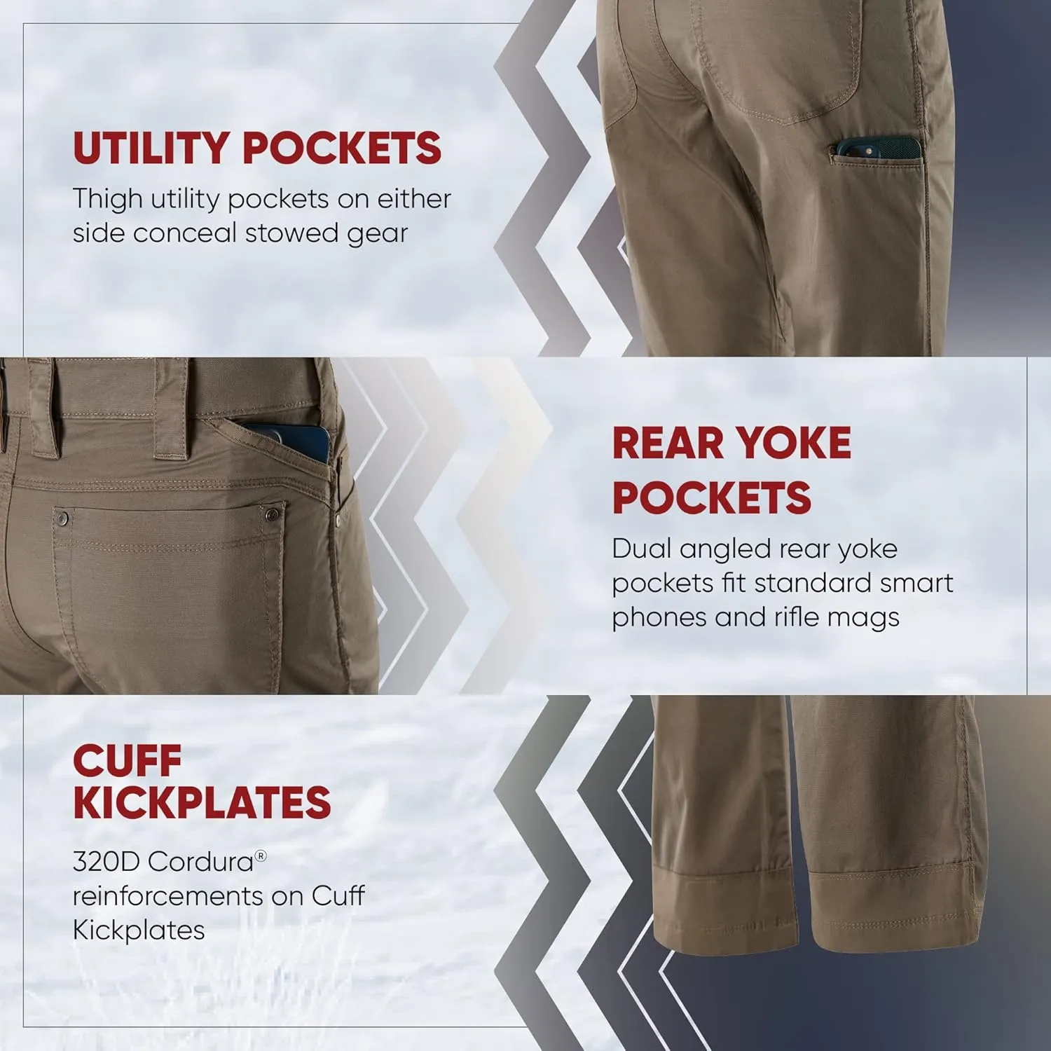 Vertx Men's Standard Cutback Technical Pants Tactical Gear with Pockets Lightweight Stretch Quick Dry Athletic Outdoor Pants