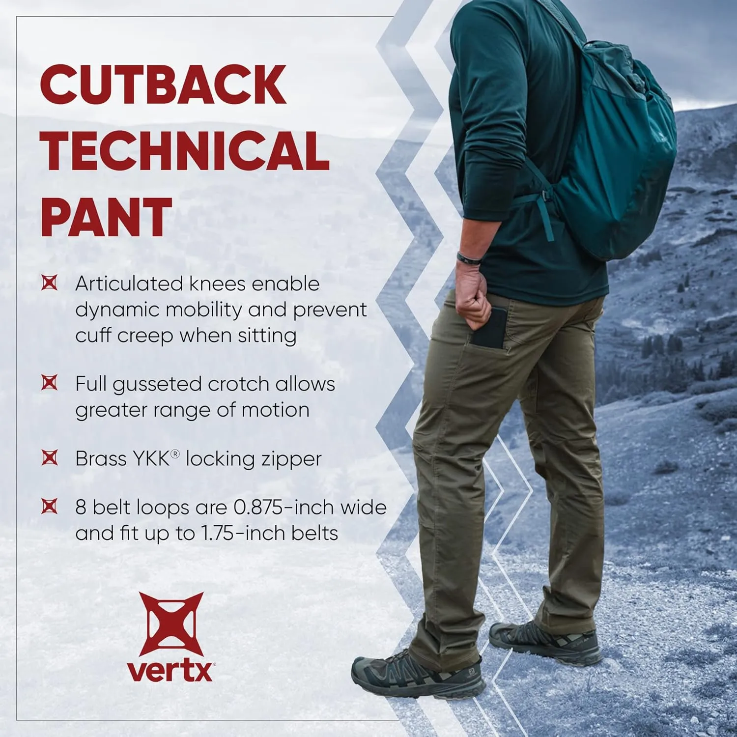 Vertx Men's Standard Cutback Technical Pants Tactical Gear with Pockets Lightweight Stretch Quick Dry Athletic Outdoor Pants
