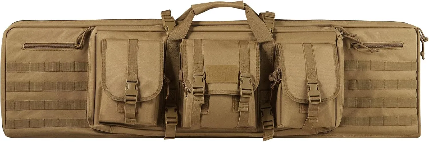 VEVOR Rifle Bag, Tactical Double Long Gun Bag, Soft Rifle Case with Lockable Zipper, Portable Handle & Shoulder Strap, 3 Large Storage Pockets Rifle Case for Two 40" Rifles & 2 Pistols