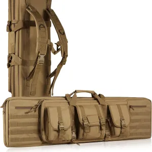 VEVOR Rifle Bag, Tactical Double Long Gun Bag, Soft Rifle Case with Lockable Zipper, Portable Handle & Shoulder Strap, 3 Large Storage Pockets Rifle Case for Two 40" Rifles & 2 Pistols