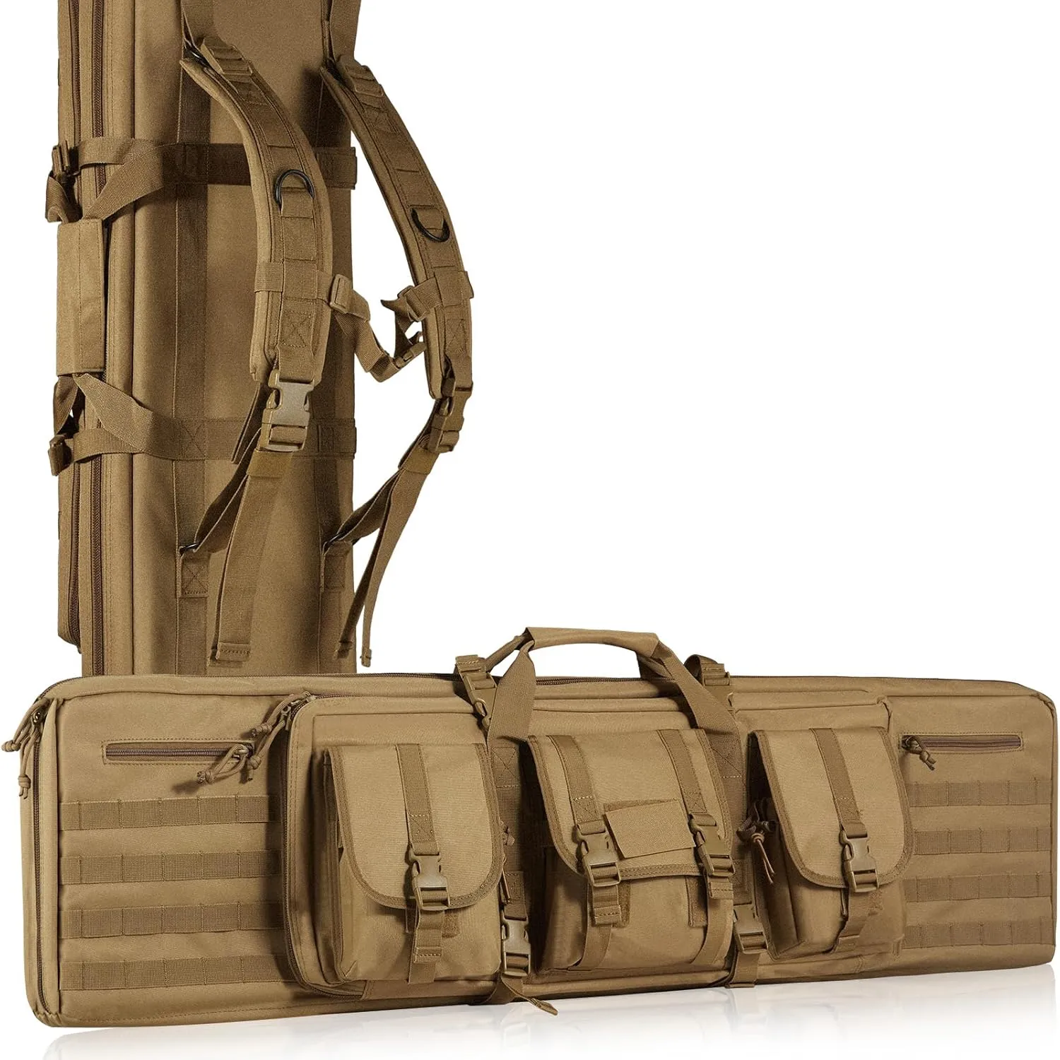 VEVOR Rifle Bag, Tactical Double Long Gun Bag, Soft Rifle Case with Lockable Zipper, Portable Handle & Shoulder Strap, 3 Large Storage Pockets Rifle Case for Two 40" Rifles & 2 Pistols