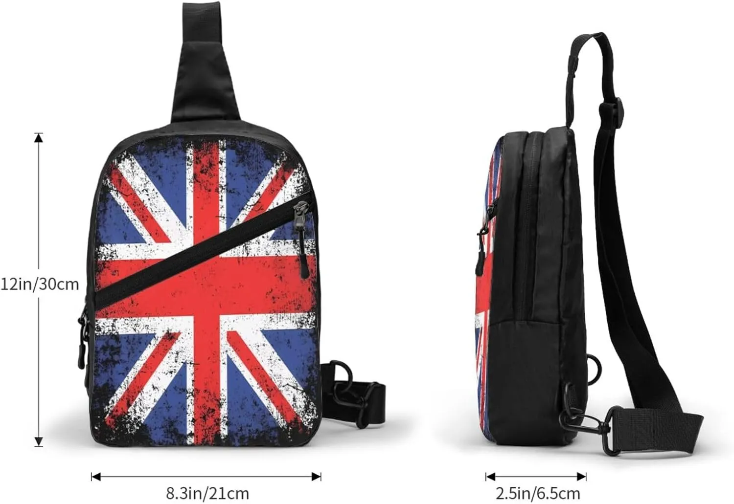 Vintage British England UK English Flag Crossbody Bag Portable Sling Bags Foldable Chest Daypack Reusable Sports Shoulder Backpack Diagonally Casual Rucksack Travel Bag