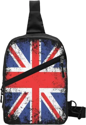 Vintage British England UK English Flag Crossbody Bag Portable Sling Bags Foldable Chest Daypack Reusable Sports Shoulder Backpack Diagonally Casual Rucksack Travel Bag