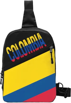 Vintage Colombia Colombian Pride Flag Packable Crossbody Bag Portable Sling Bags Foldable Travel Daypack Reusable Sports Shoulder Backpack Diagonally Chest Bag for Workout