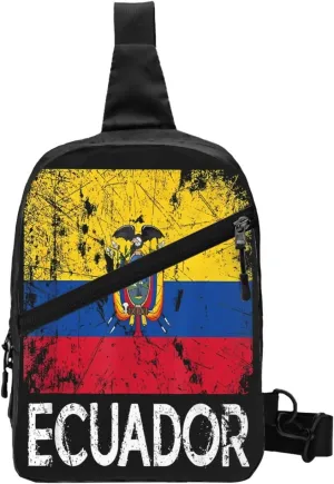 Vintage Ecuador Ecuadorian Flags Packable Crossbody Bag Portable Sling Bags Foldable Travel Daypack Reusable Sports Shoulder Backpack Diagonally Chest Bag for Workout
