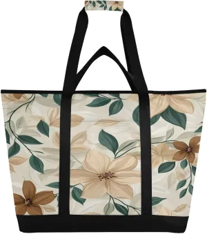 Vintage Flowers Reusable Insulated Lunchbox Cooler Bag, Leakproof Kitchen Grocery Bag Collapsible Portable Cooler Tote Bag for Picnic, Camping, Office, Travel