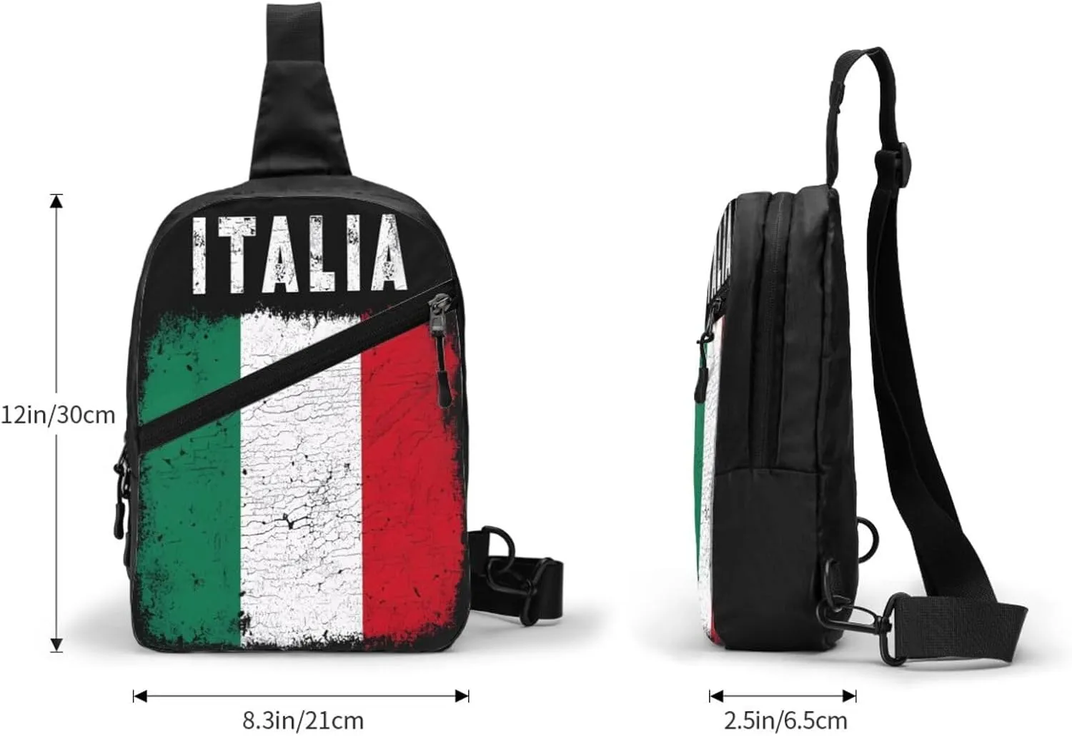 Vintage Italy Italia Italian Flag Crossbody Bag Portable Sling Bags Foldable Chest Daypack Reusable Sports Shoulder Backpack Diagonally Casual Rucksack Travel Bag