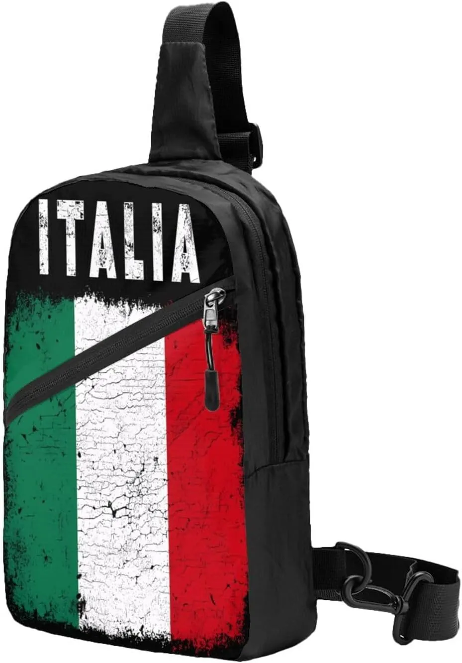 Vintage Italy Italia Italian Flag Crossbody Bag Portable Sling Bags Foldable Chest Daypack Reusable Sports Shoulder Backpack Diagonally Casual Rucksack Travel Bag
