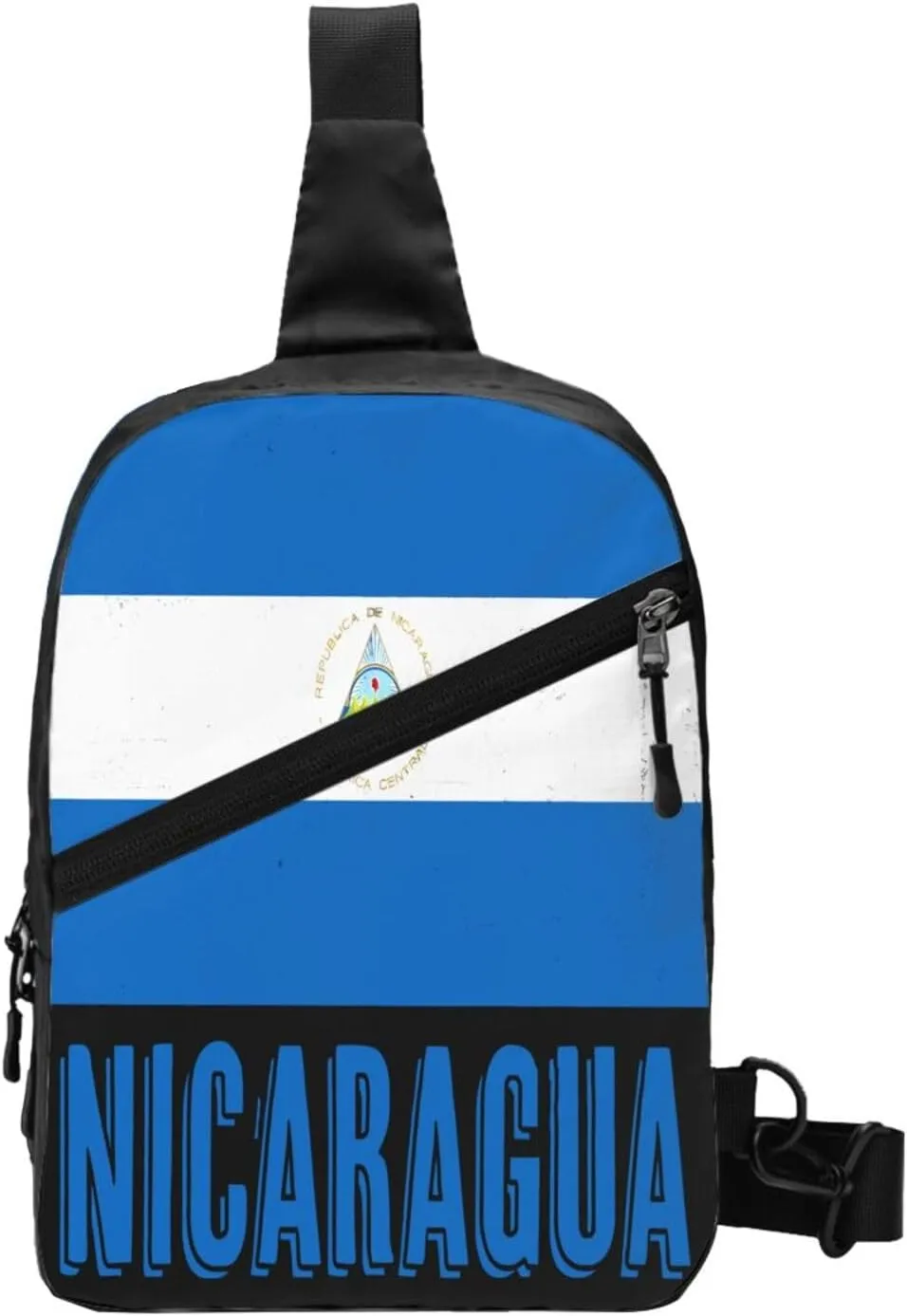 Vintage Nicaragua Flag Crossbody Bag Portable Sling Bags Foldable Chest Daypack Reusable Sports Shoulder Backpack Diagonally Casual Rucksack Travel Bag