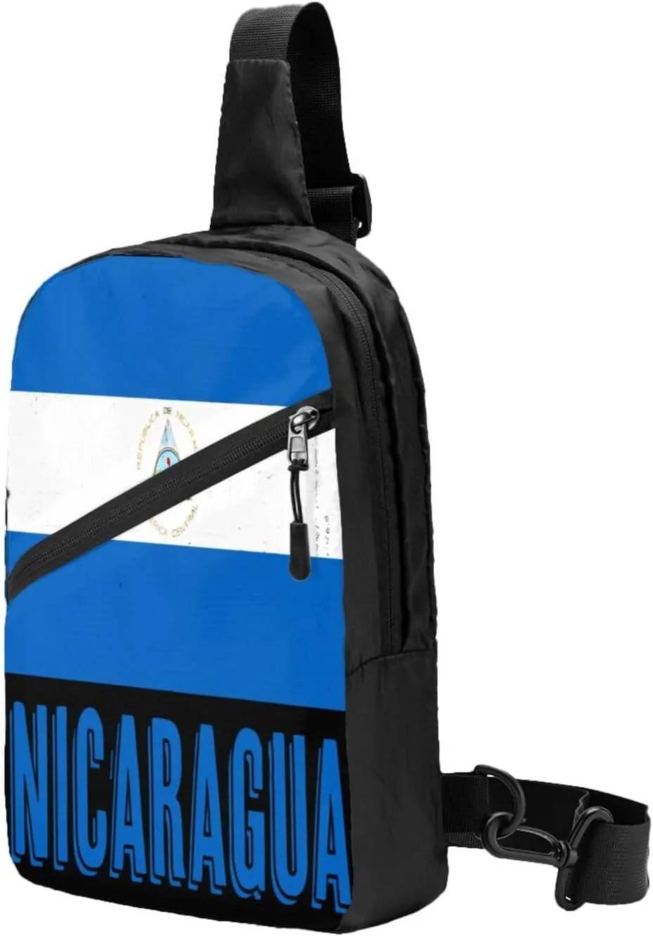 Vintage Nicaragua Flag Crossbody Bag Portable Sling Bags Foldable Chest Daypack Reusable Sports Shoulder Backpack Diagonally Casual Rucksack Travel Bag