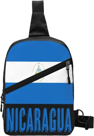 Vintage Nicaragua Flag Crossbody Bag Portable Sling Bags Foldable Chest Daypack Reusable Sports Shoulder Backpack Diagonally Casual Rucksack Travel Bag