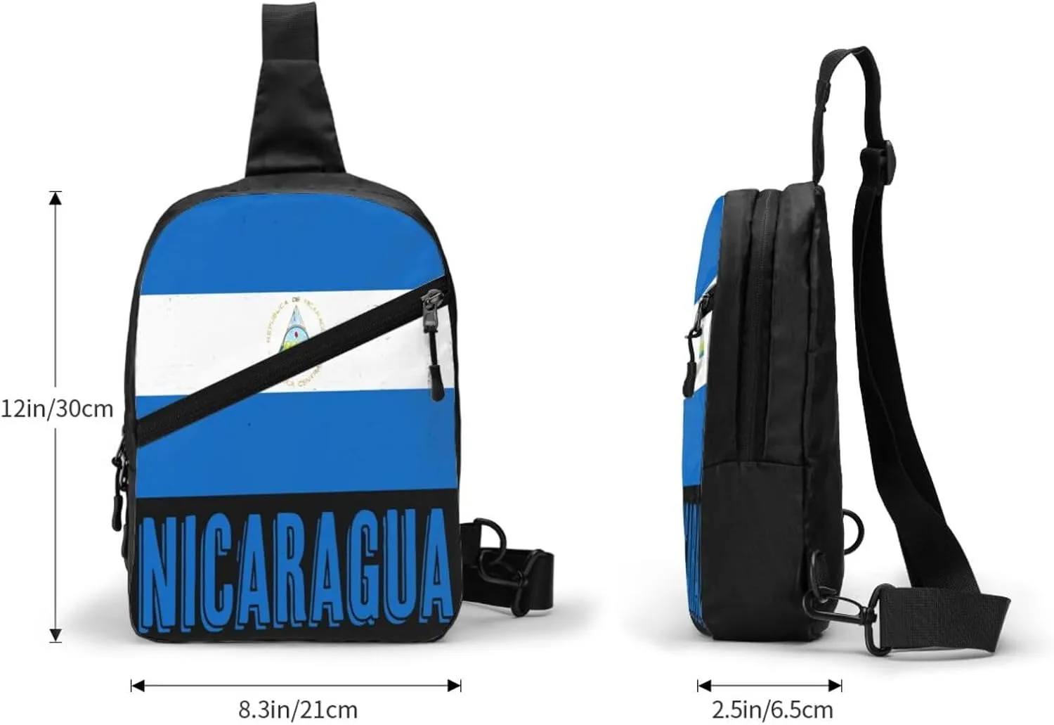 Vintage Nicaragua Flag Crossbody Bag Portable Sling Bags Foldable Chest Daypack Reusable Sports Shoulder Backpack Diagonally Casual Rucksack Travel Bag
