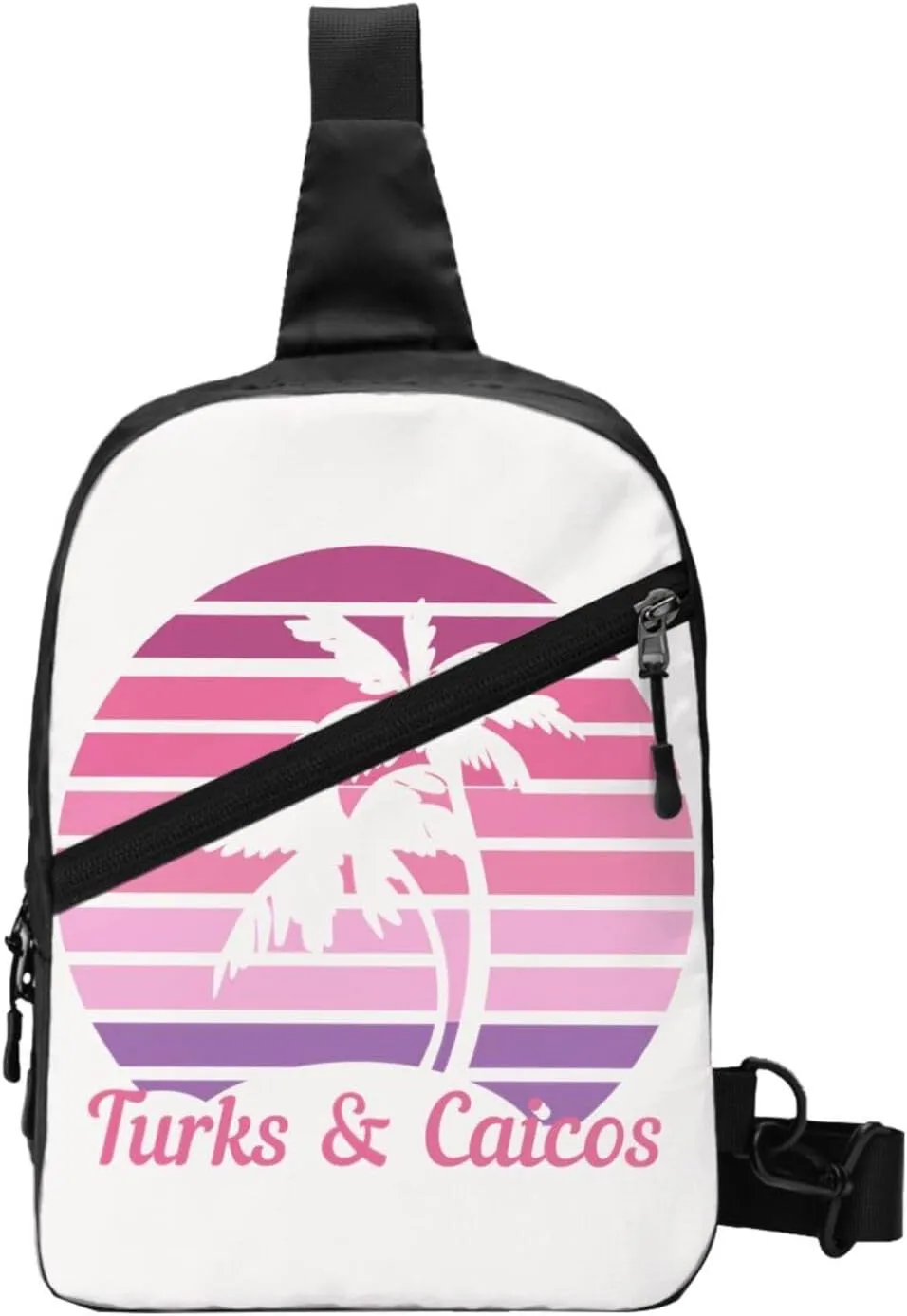 Vintage Turks Caicos Islands Flag Tropical Beach Crossbody Bag Portable Sling Bags Foldable Chest Daypack Reusable Sports Shoulder Backpack Diagonally Casual Rucksack Travel Bag
