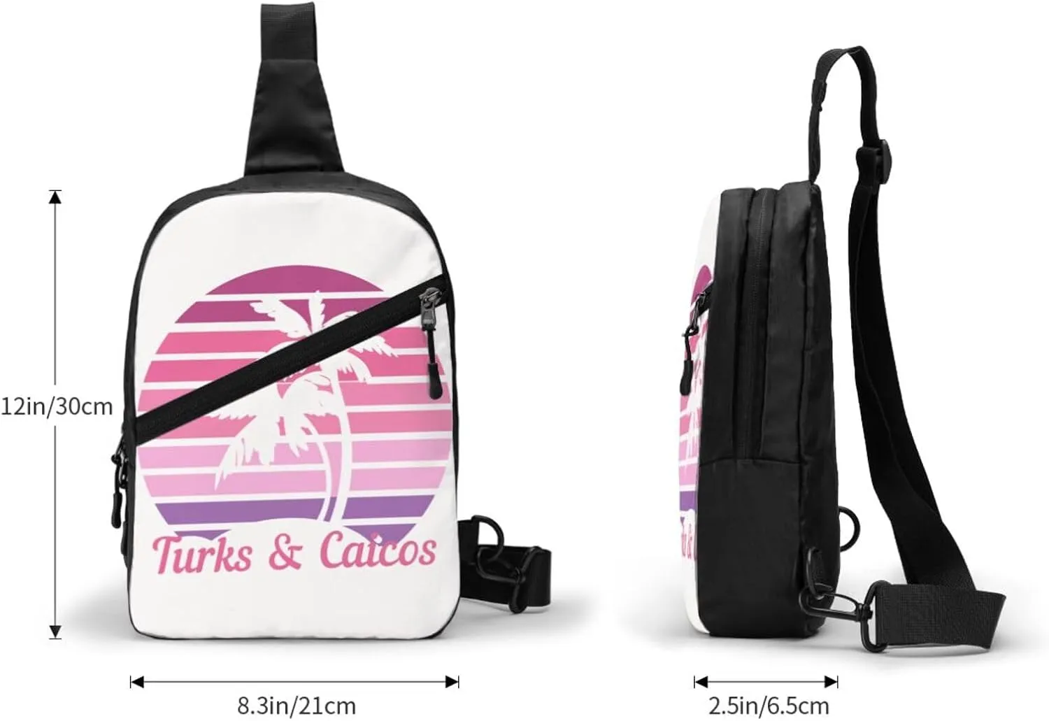 Vintage Turks Caicos Islands Flag Tropical Beach Crossbody Bag Portable Sling Bags Foldable Chest Daypack Reusable Sports Shoulder Backpack Diagonally Casual Rucksack Travel Bag