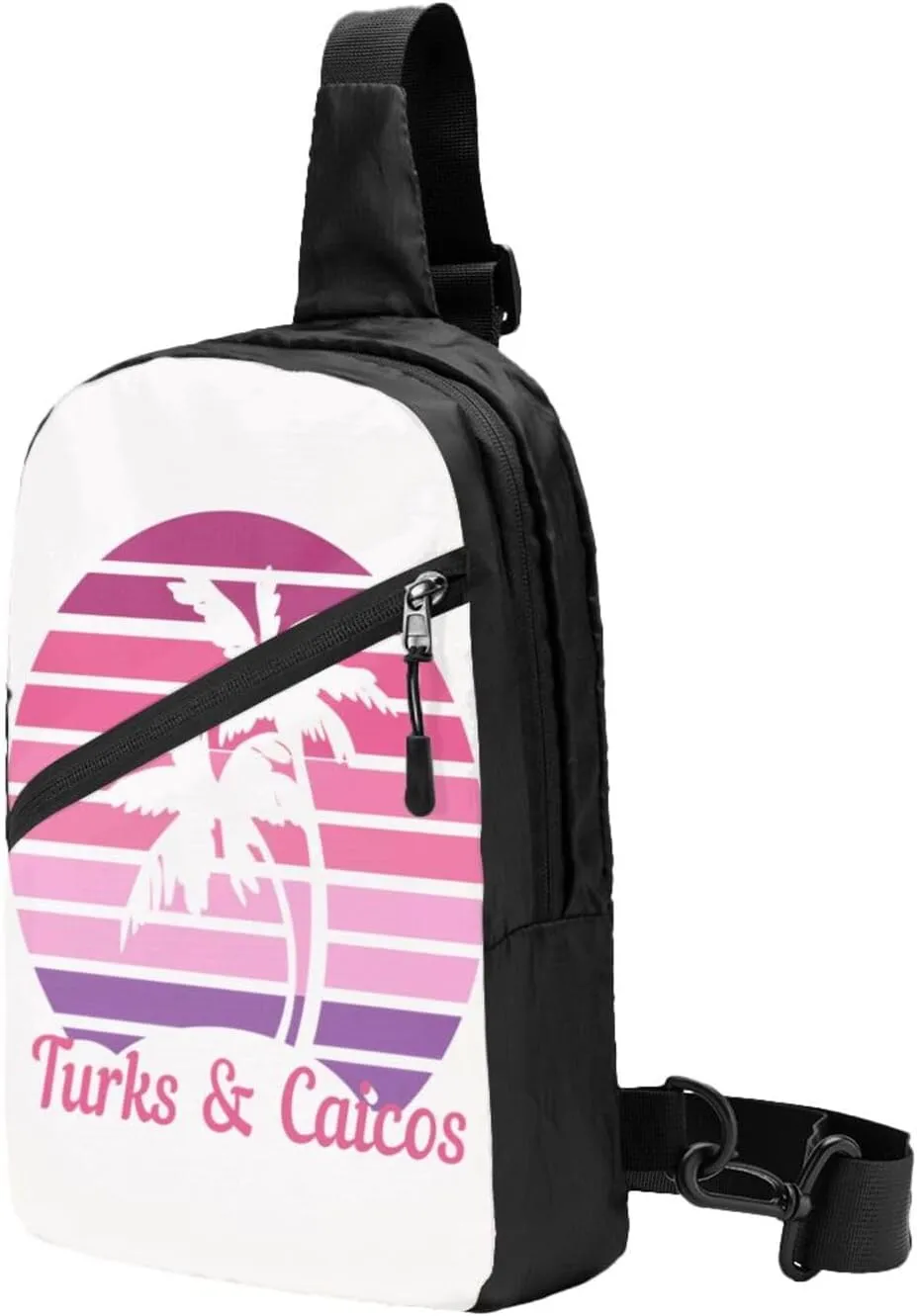 Vintage Turks Caicos Islands Flag Tropical Beach Crossbody Bag Portable Sling Bags Foldable Chest Daypack Reusable Sports Shoulder Backpack Diagonally Casual Rucksack Travel Bag