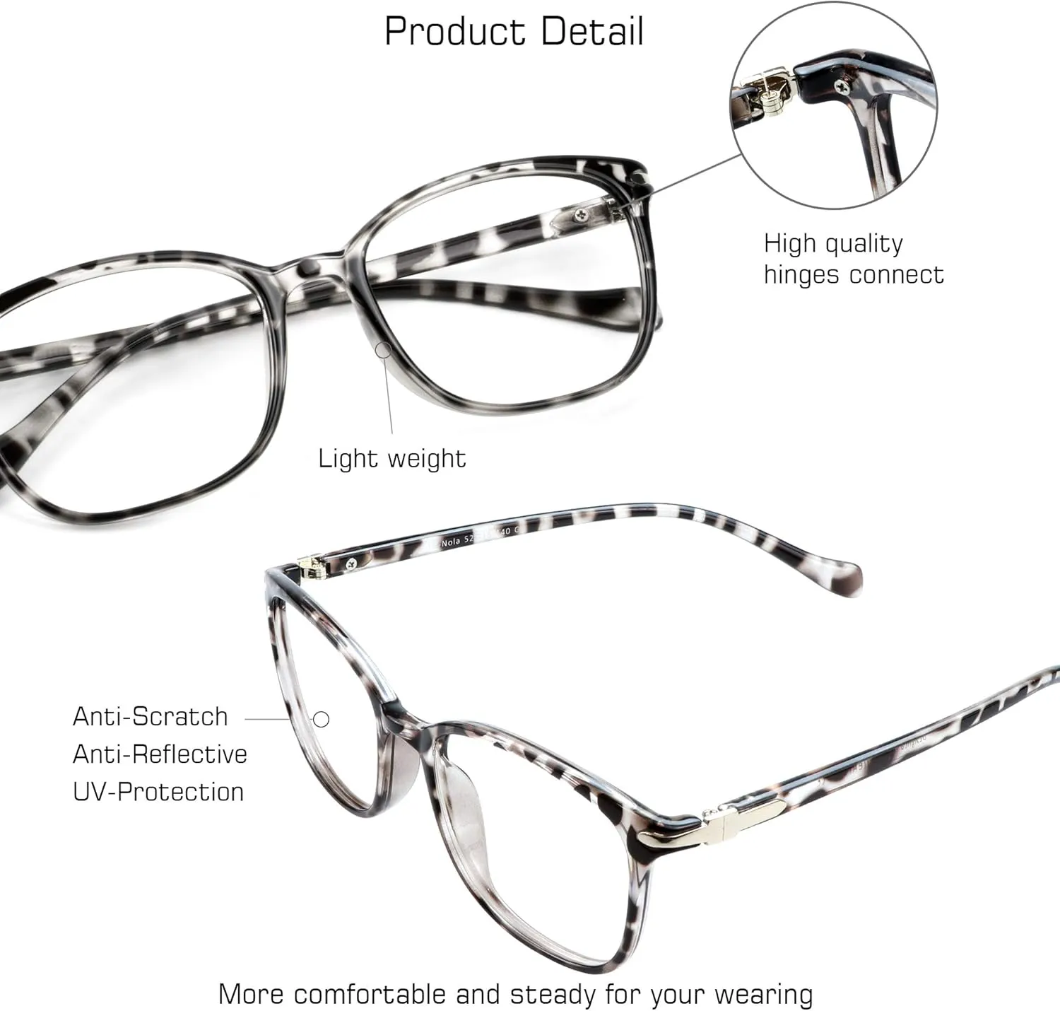 VisionGlobal Blue Light Blocking Glasses for Women/Men, Anti Eyestrain, Computer Reading, TV Glasses, Stylish Square Frame, Anti Glare(Leopard, 0.25 Magnification)