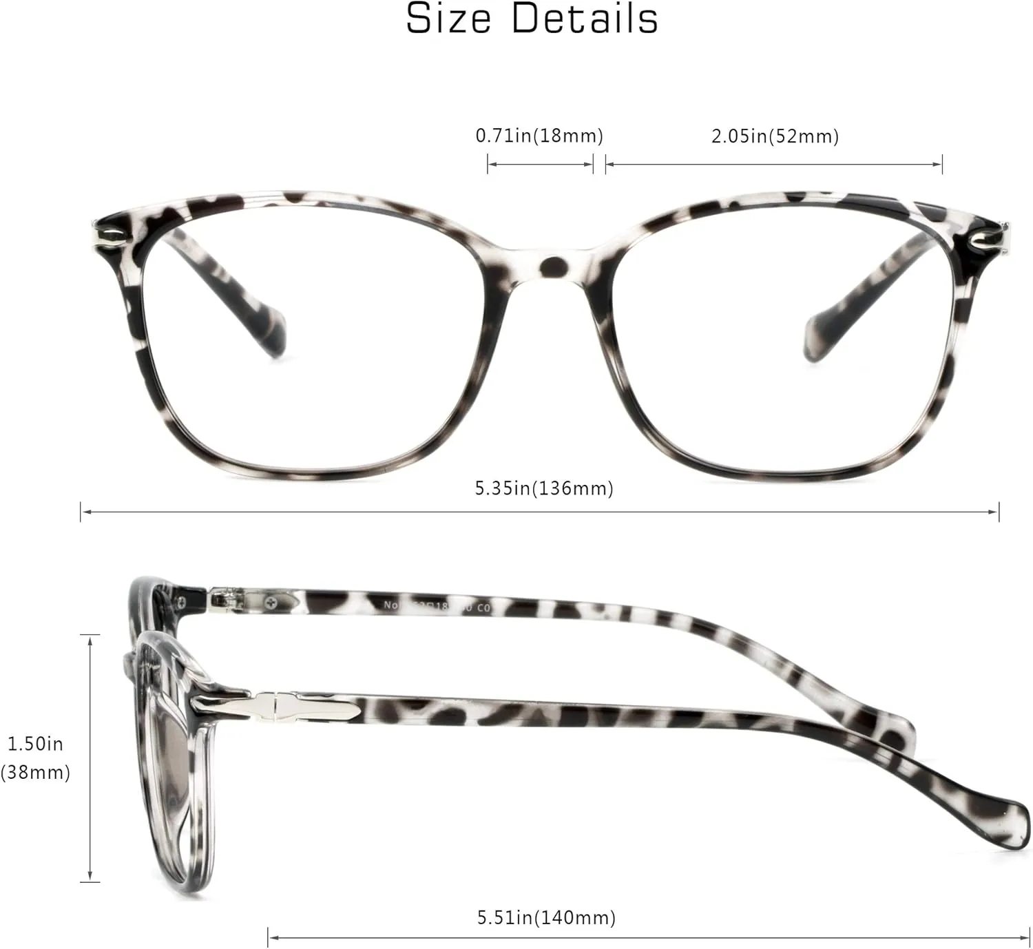 VisionGlobal Blue Light Blocking Glasses for Women/Men, Anti Eyestrain, Computer Reading, TV Glasses, Stylish Square Frame, Anti Glare(Leopard, 0.25 Magnification)