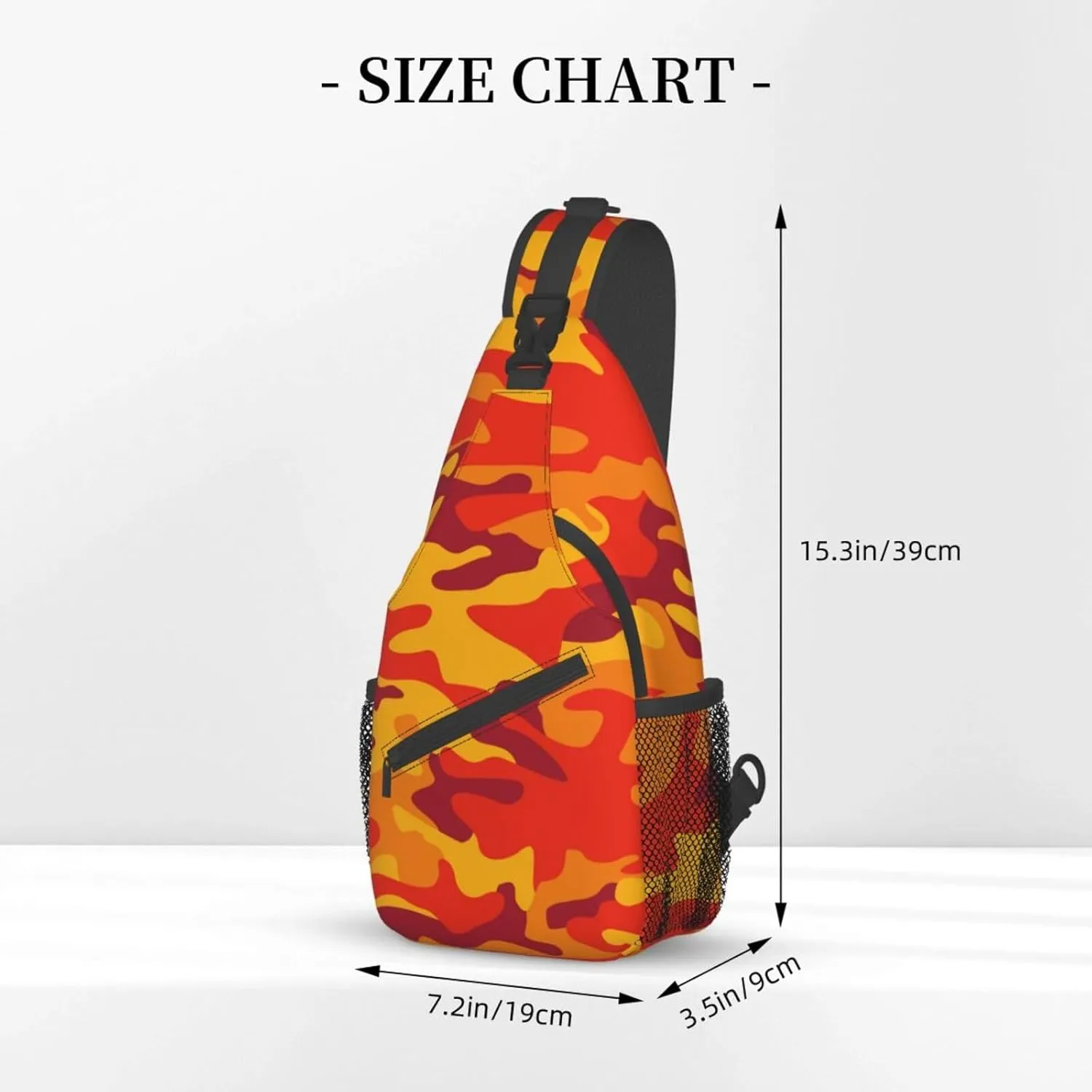 VOOHDDY Camo Abstract Orange Camouflage Sling Bag For Women Men Travel Hiking Backpack Crossbody Shoulder Chest Bags Casual Daypack Sport
