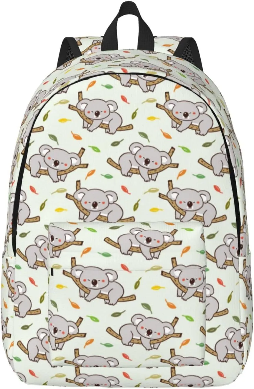 VOSERY Travel Laptop Backpack - Deciduous Gray Koala Canvas Backpack Computer Backpack Bag Fit 15in Laptop