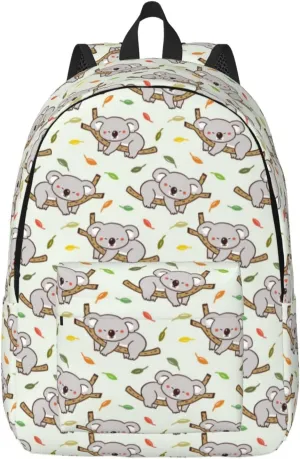 VOSERY Travel Laptop Backpack - Deciduous Gray Koala Canvas Backpack Computer Backpack Bag Fit 15in Laptop