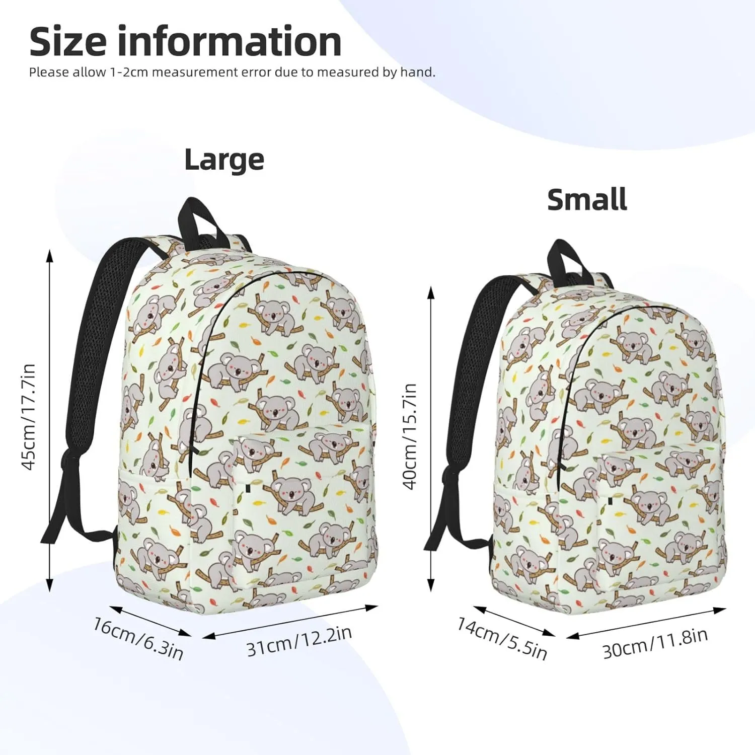 VOSERY Travel Laptop Backpack - Deciduous Gray Koala Canvas Backpack Computer Backpack Bag Fit 15in Laptop