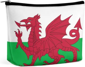 Wales Flag Compact Makeup Bag Travel Cosmetic Pouch Organizer for Women Purse