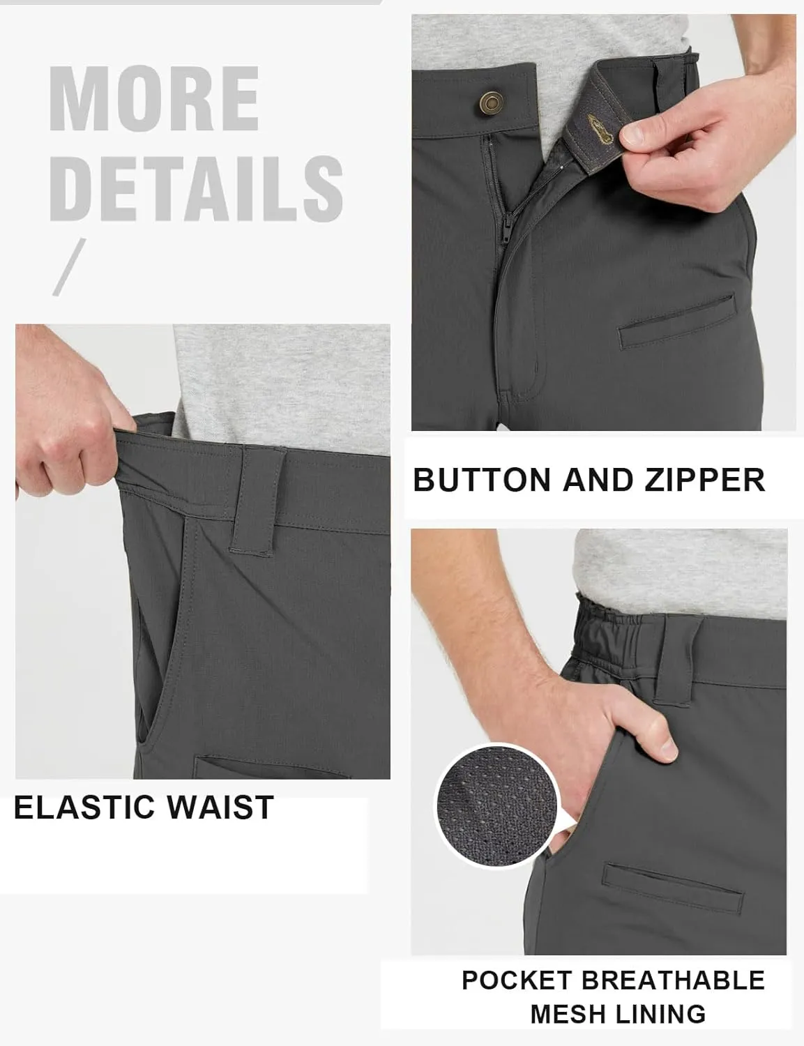 wantdo Men's Hiking Pants Lightweight Quick Dry Waterproof Breathable Tactical Cargo Pants for Outdoor Fishing Travel
