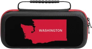 Washington State Map Portable Protective Shell Compatible with Switch Case Hard Travel Tote Bag with 20 Game Cartridges